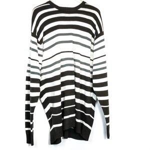 Koman Brown and Cream Striped Pullover Sweater